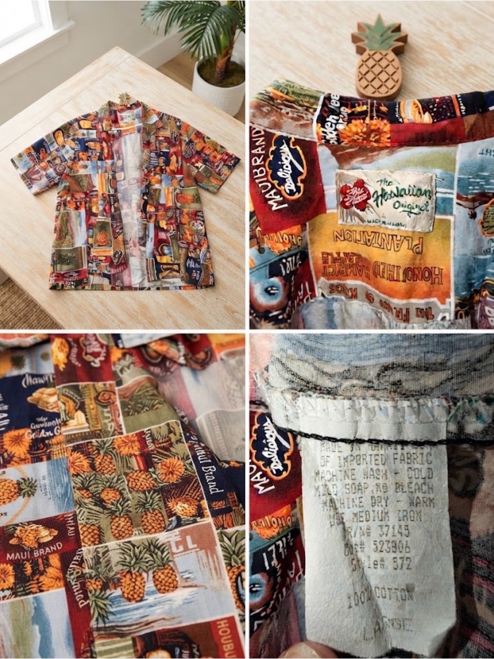 Hilo Hattie Multicolor Patchwork Hawaiian Camp Shirt
